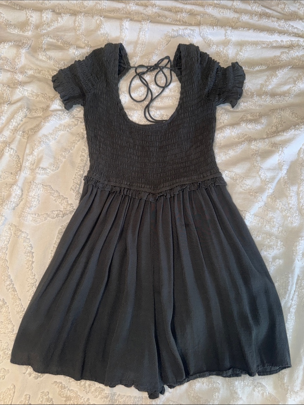 Urban Outfitters Charcoal Smocked Romper